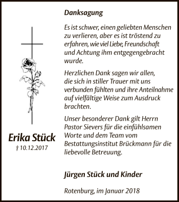 Traueranzeige von Erika Stück von SYK
