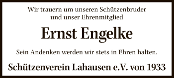 Traueranzeige von Ernst Engelke von SYK