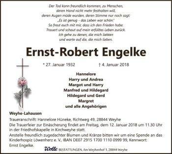 Traueranzeige von Ernst-Robert Engelke von SYK