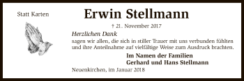 Traueranzeige von Erwin Stellmann von SYK