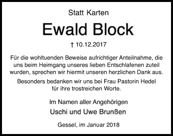 Traueranzeige von Ewald Block von SYK