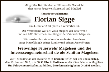 Traueranzeige von Florian Sigge von SYK