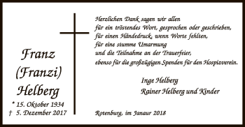 Traueranzeige von Franz Helberg von SYK