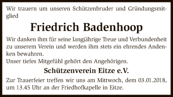 Traueranzeige von Friedrich Badenhoop von SYK