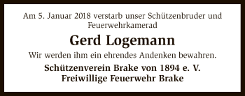 Traueranzeige von Gerd Logemann von SYK