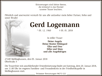 Traueranzeige von Gerd Logemann von SYK