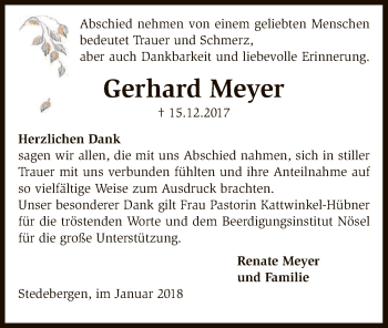 Traueranzeige von Gerhard Meyer von SYK