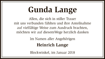 Traueranzeige von Gunda Lange von SYK