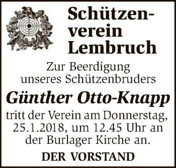 Traueranzeige von Günther Otto-Knapp von SYK