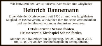 Traueranzeige von Heinrich Dannemann von SYK