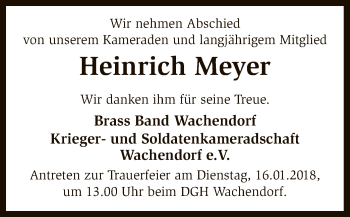 Traueranzeige von Heinrich Meyer von SYK