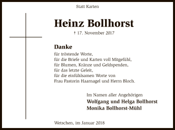 Traueranzeige von Heinz Bollhorst von SYK