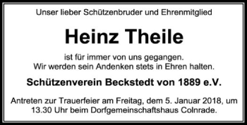 Traueranzeige von Heinz Theile von SYK