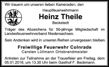 Traueranzeige von Heinz Theile von SYK