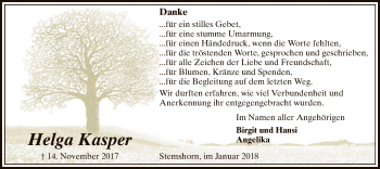 Traueranzeige von Helga Kasper von SYK