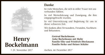 Traueranzeige von Henry Bockelmann von SYK