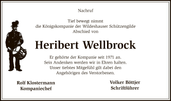 Traueranzeige von Heribert Wellbrock von SYK