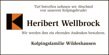 Traueranzeige von Heribert Wellbrock von SYK