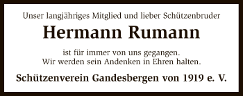 Traueranzeige von Hermann Rumann von SYK