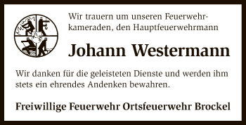 Traueranzeige von Johann Westermann von SYK