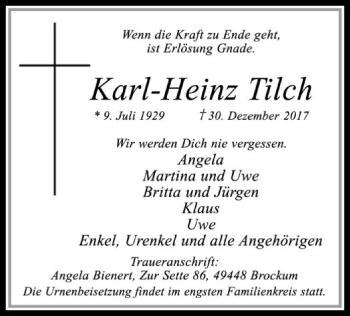 Traueranzeige von Karl-Heinz Tilch von SYK