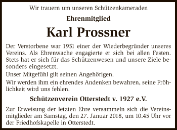 Traueranzeige von Karl Prossner von SYK