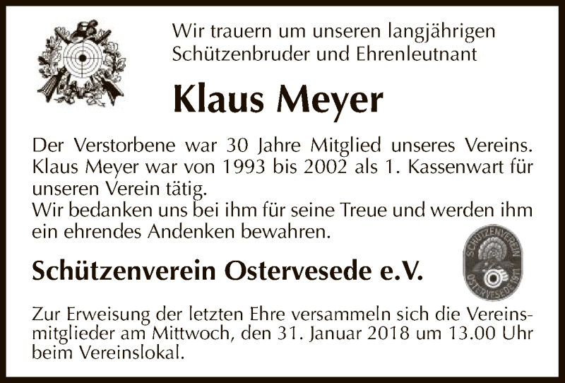 Traueranzeigen Von Klaus Meyer | Trauer.kreiszeitung.de