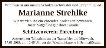 Traueranzeige von Marianne Strehlke von SYK