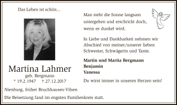 Traueranzeige von Martina Lahmer von SYK