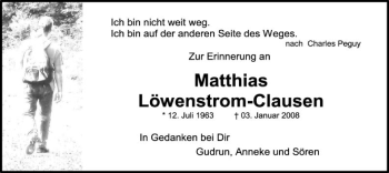 Traueranzeige von Matthias Löwenstrom-Clausen von SYK