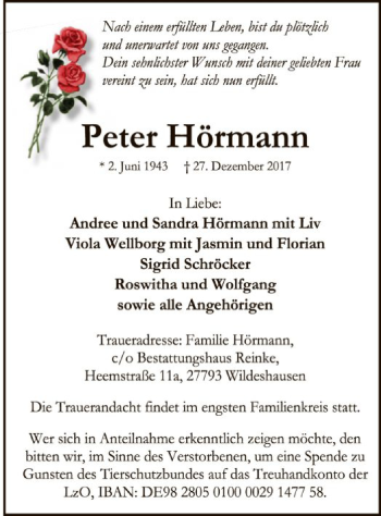 Traueranzeige von Peter Hörmann von SYK