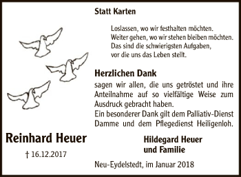 Traueranzeige von Reinhard Heuer von SYK