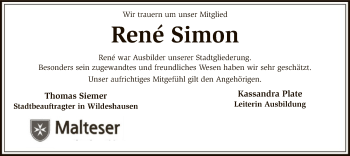 Traueranzeige von René Simon von SYK