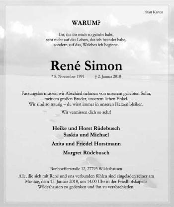 Traueranzeige von René Simon von SYK