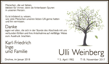 Traueranzeige von Ulli Weinberg von SYK