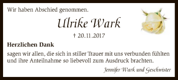Traueranzeige von Ulrike Wark von SYK