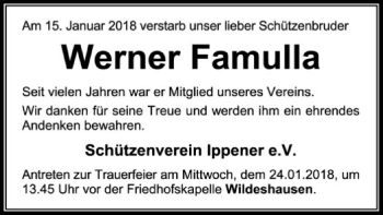 Traueranzeige von Werner Famulla von SYK