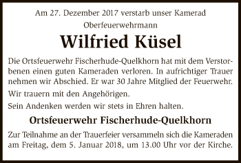 Traueranzeige von Wilfried Küsel von SYK