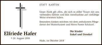 Traueranzeige von Elfriede Hafer von SYK