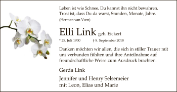 Traueranzeige von Elli Link von SYK
