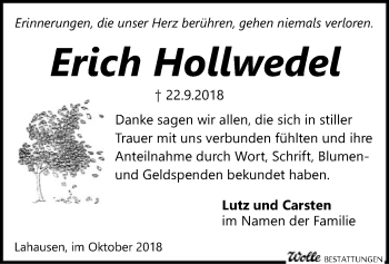 Traueranzeige von Erich Hollwedel von SYK