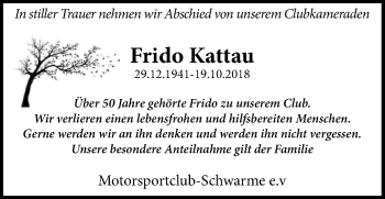 Traueranzeige von Frido Kattau von SYK