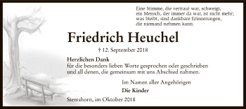 Traueranzeige von Friedrich Heuchel von SYK