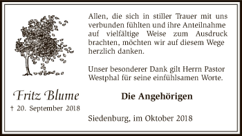 Traueranzeige von Fritz Blume von SYK