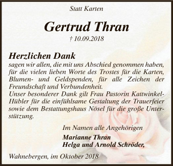 Traueranzeige von Gertrud Thran von SYK