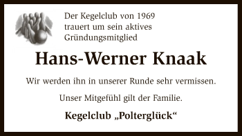 Traueranzeige von Hans-Werner Knaak von SYK