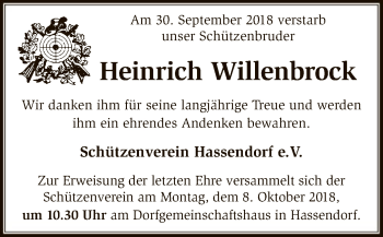 Traueranzeige von Heinrich Willenbrock von SYK