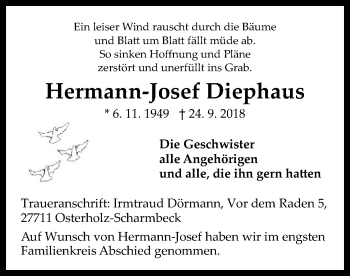 Traueranzeige von Hermann-Josef Diephaus von SYK