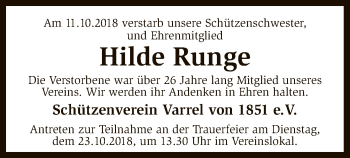 Traueranzeige von Hilde Runge von SYK