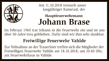 Traueranzeige von Johann Brase von SYK